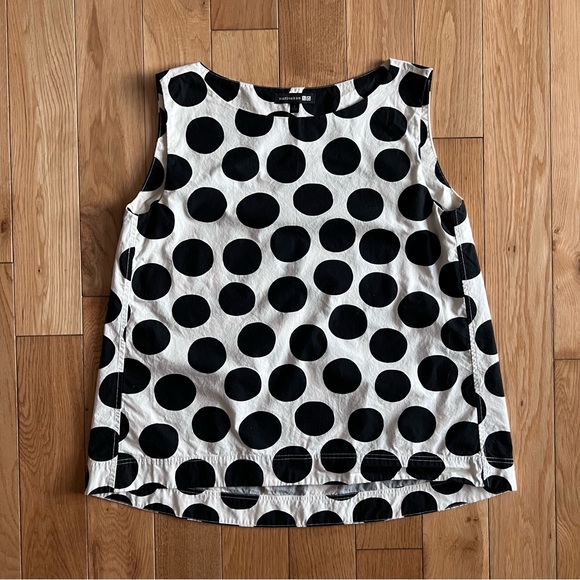 Marimekko x Uniqlo Polka Dot Top Print Sleeveless Black White Cotton Small - Picture 1 of 6